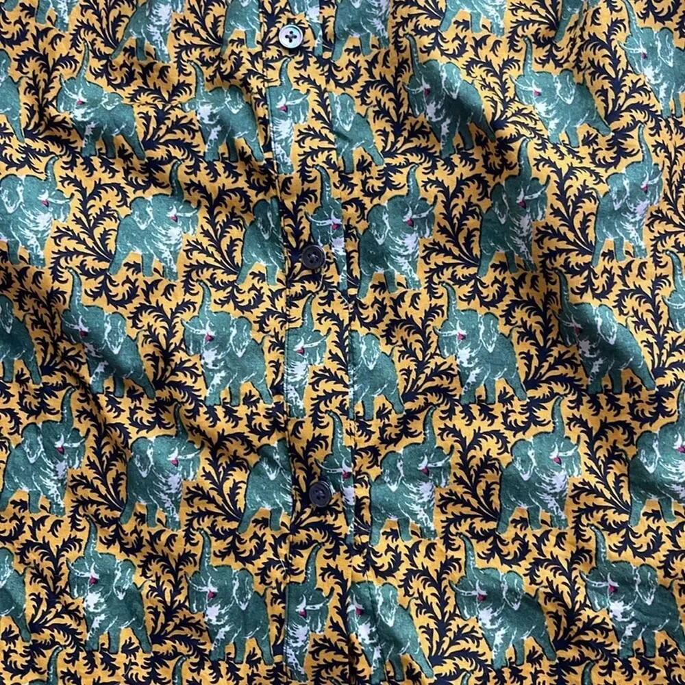 J. Crew elephant print off the shoulder button up long sleeve shirt sz 4